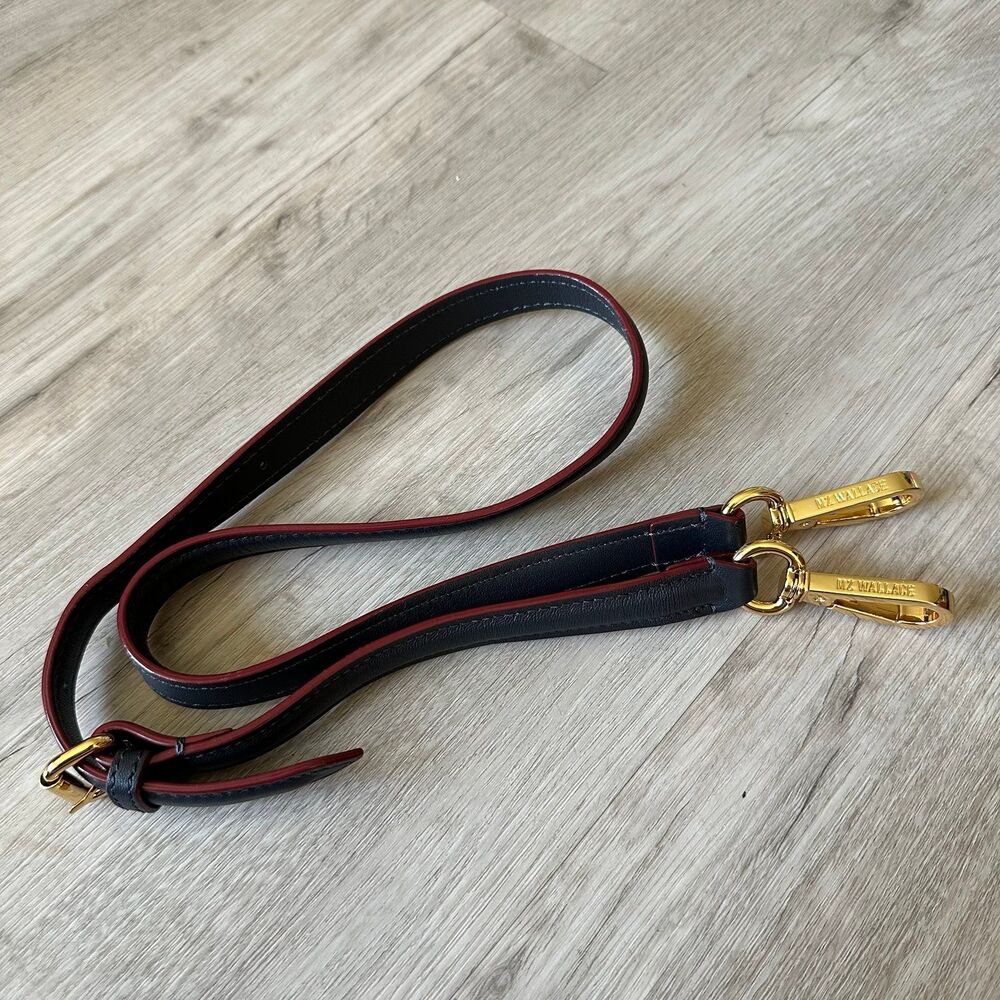 MZ Wallace Navy Blue Leather Strap Red Edge with Gold Hardware
